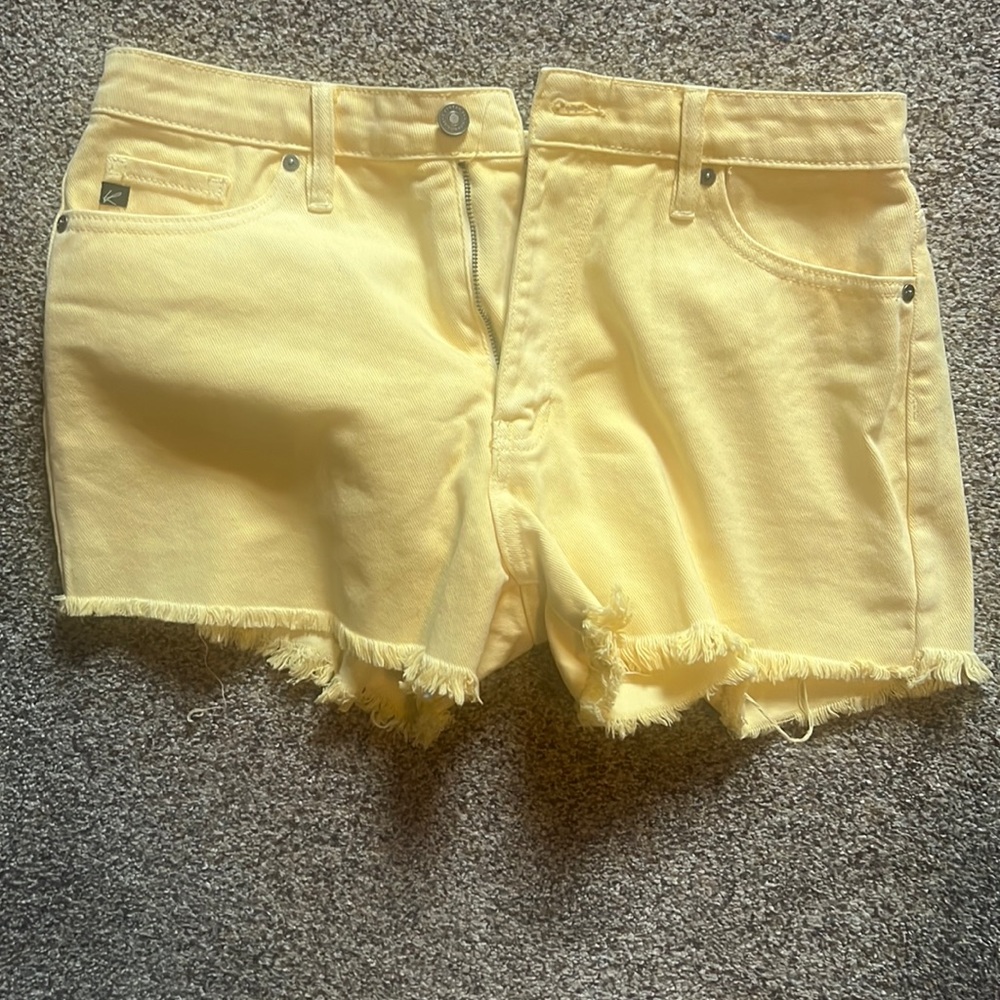 Kan Can yellow shorts frayed bottom